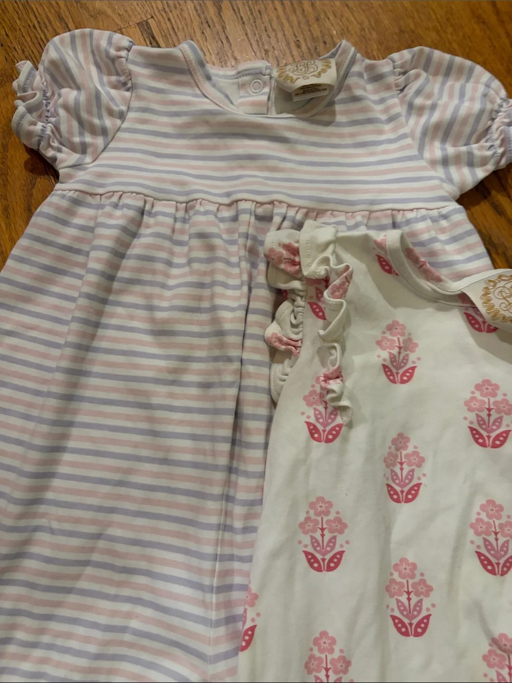 The Beaufort Bonnet Company Pink & White Floral Romper and Dress Set